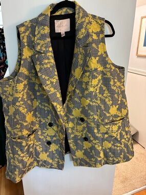 Anthropologie Hutch Plaid Floral Vest - size 2X